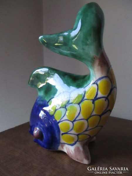 Wonderful color and shape of ceramic fish with ceramic inscription 16.5 cm high