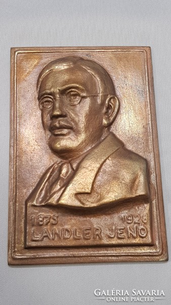 Landler Jenő 1875-1928 bronz plakett díszdobozban