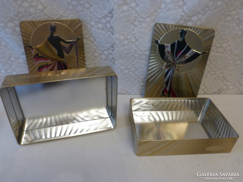 Metal boxes with art deco decoration.