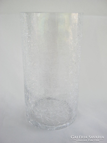 Repesztett üveg henger alakú fátyolüveg váza