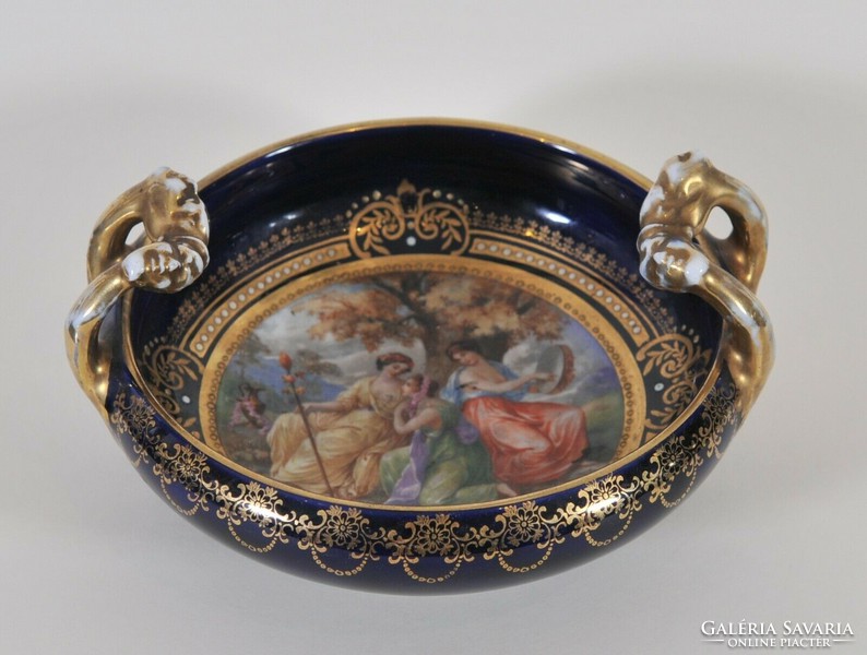 Antique ernst wahliss, hand painted porcelain bowl, Vienna, 19th Century