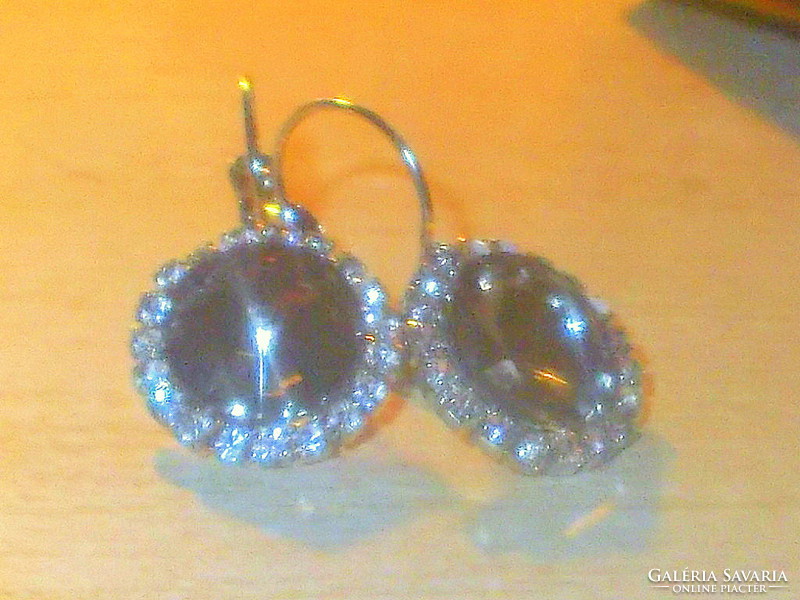 Smoke colored crystal french bracelet tibetan silver earrings