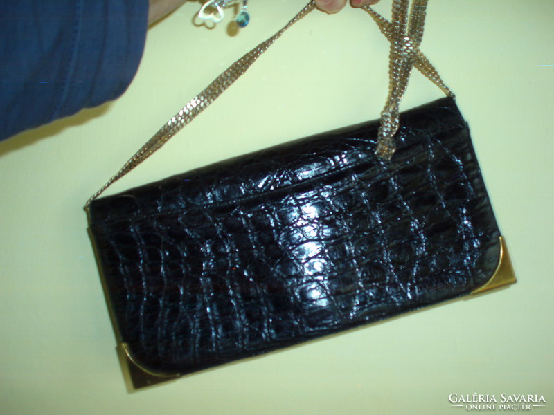 Vintage genuine crocodile leather wine bag, shoulder bag