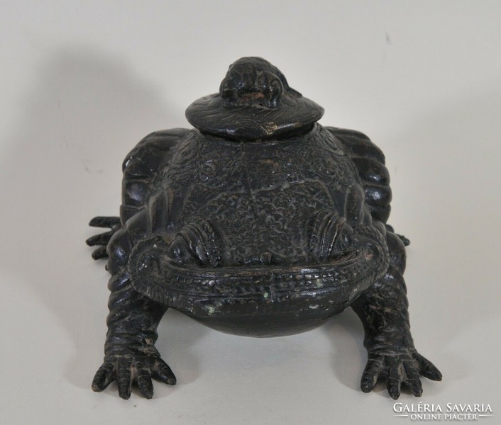 Antique Japanese Bronze Frog, Incense, 19th Century