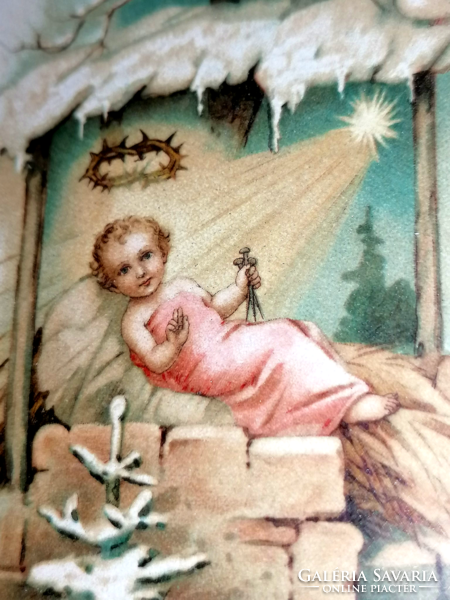 Old holy image, prayer book of Jesus in the manger