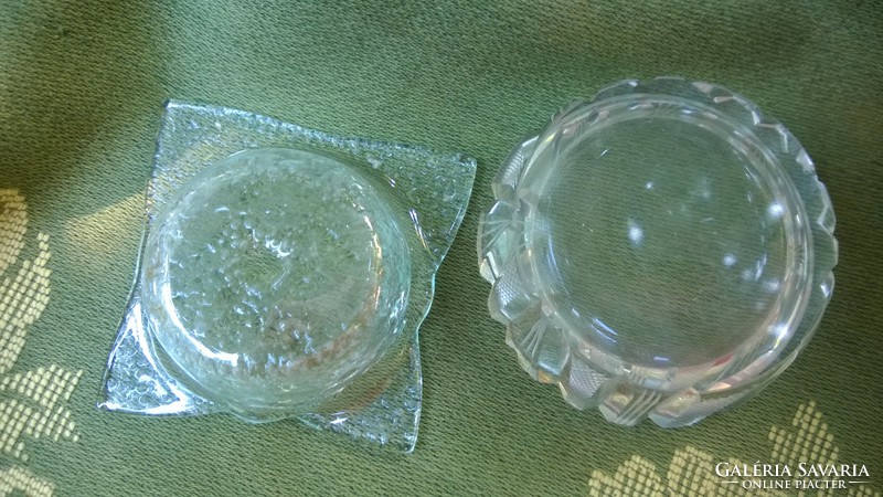 2 tálka-ékszertartó kristály+buborékos üveg