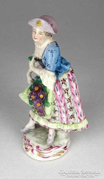 0Z867 antique french hat florist woman porcelain figurine 12 cm