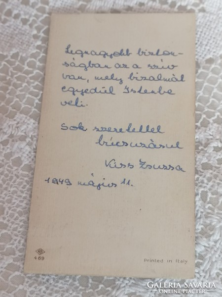 Régi szentkép, imakönyvbe 1949.  7.