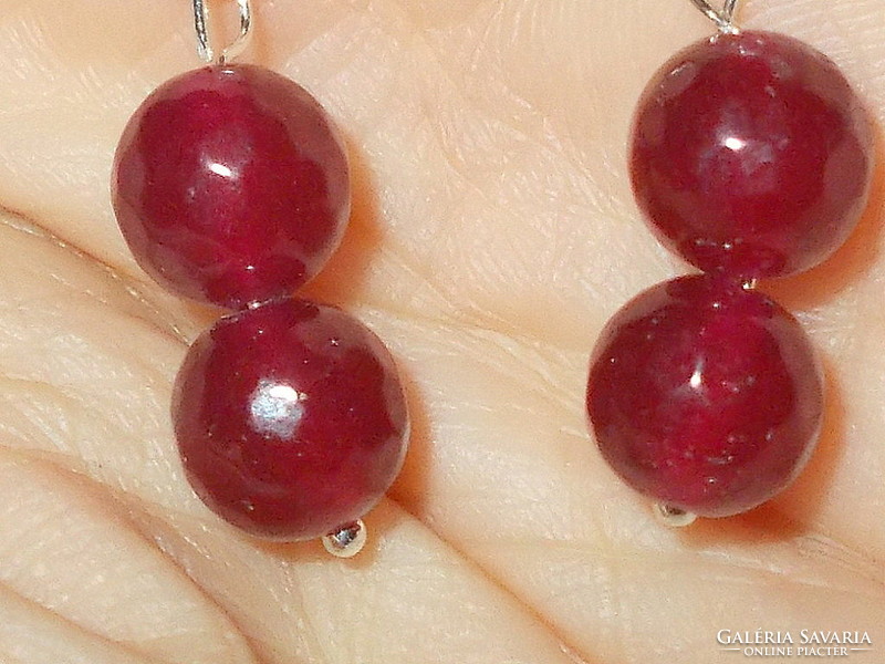 Tibetan silver earrings with red ruby mineral stones