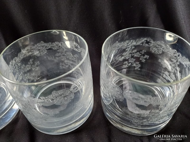 Metszett vagy gravírozott üveg pohár 4db