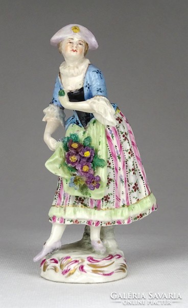0Z867 antique french hat florist woman porcelain figurine 12 cm