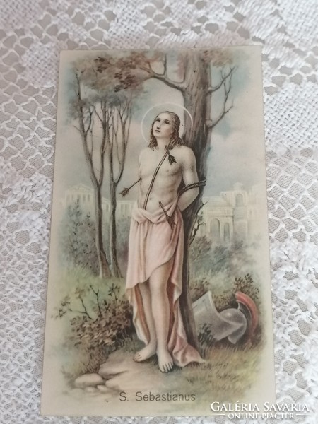 Antique holy image, prayer book 6. The patron saint of athletes, holy sebastian.