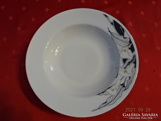 Great Plain porcelain deep plate with black - gold pattern, diameter 22 cm. He has!