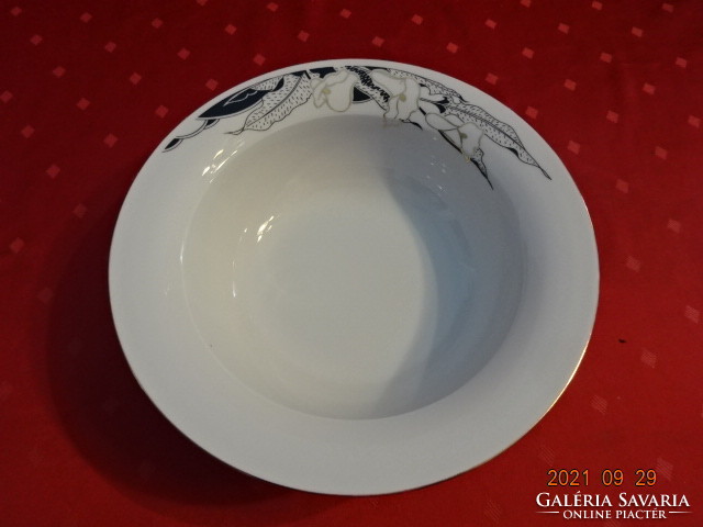 Great Plain porcelain garnished bowl with black - gold pattern, diameter 24.5 cm. He has!
