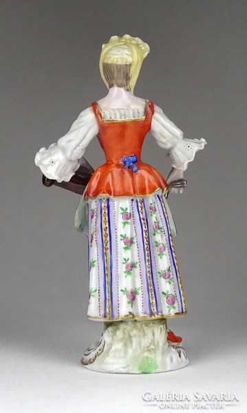 0Z869 Heinrich von Bibra : Hangszeren játszó nő porcelán figura XVIII. század