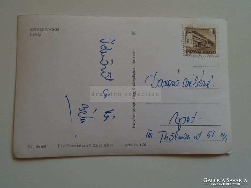 D184466 old postcard stalin city - dunaújváros 1960
