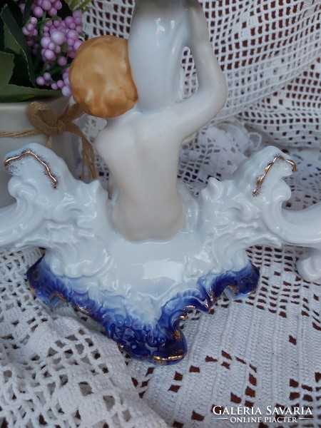 Gyönyörű Arpo porcelán angyalos  barokk gyertyatartó gyertyás nosztalgia darab