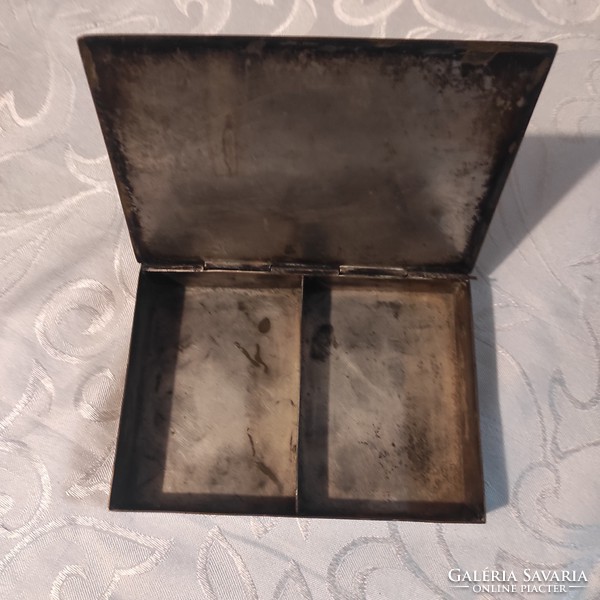 Tevan margins, gift box made of metal silver plated rarity, card box offering cigarettes