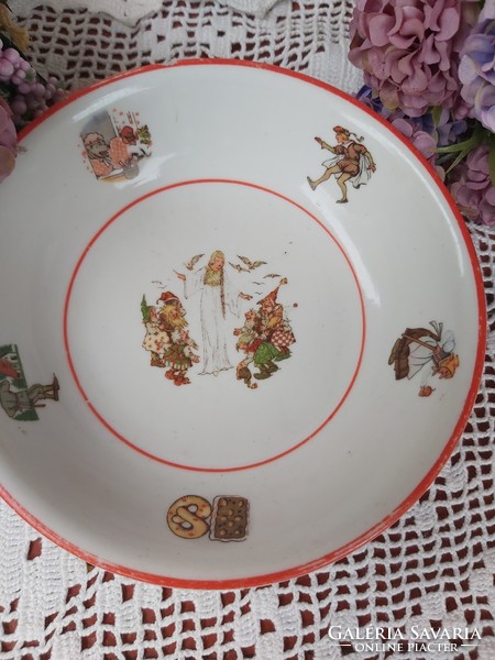 Ritkább Zsolnay figurás  Hófehérke és a 7 törpe mesefigurás tányér Nosztalgia Gyűjtői ritka darab