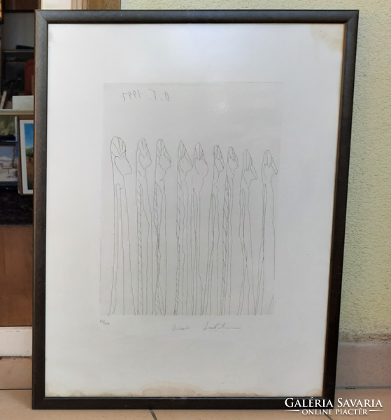 Oswald Tschirtner (1920-2007), a skizofrén művész - rézkarc 30x39 cm - modern, minimalista