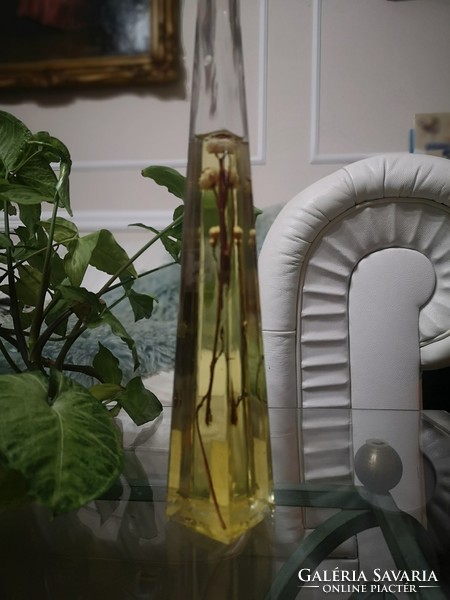 Régi fürdőolaj, kézműves termék, eredeti dekor üvegben. 35 cm