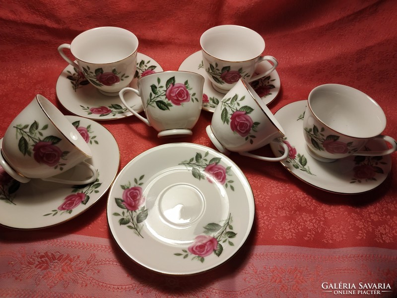 Pink porcelain coffee cup with saucer