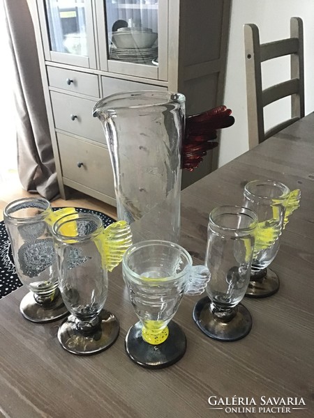 Old helmut w. Hundstorfer Austrian handcrafted glass set, rare!