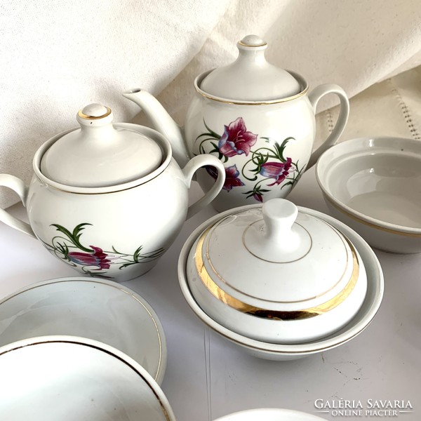 Igazi Retro vintage orosz porcelán teás készlet a 60-as 70-es évekből 9 db-os