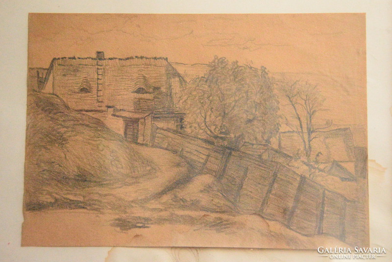 Alberth Ferenc pencil drawing in frame, 22.5x15.5cm Christmas discount