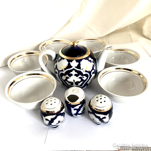10 db-os gyönyörű üzbég kézzel festett teás készlet -vintage orosz teás készlet - Usbekische Teeset
