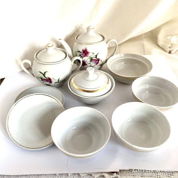 Genuine retro vintage russian porcelain tea set from the 60s 70s 9 pieces