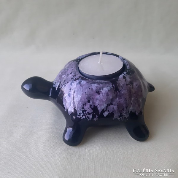 Ceramic tortoise with candle and candle holder