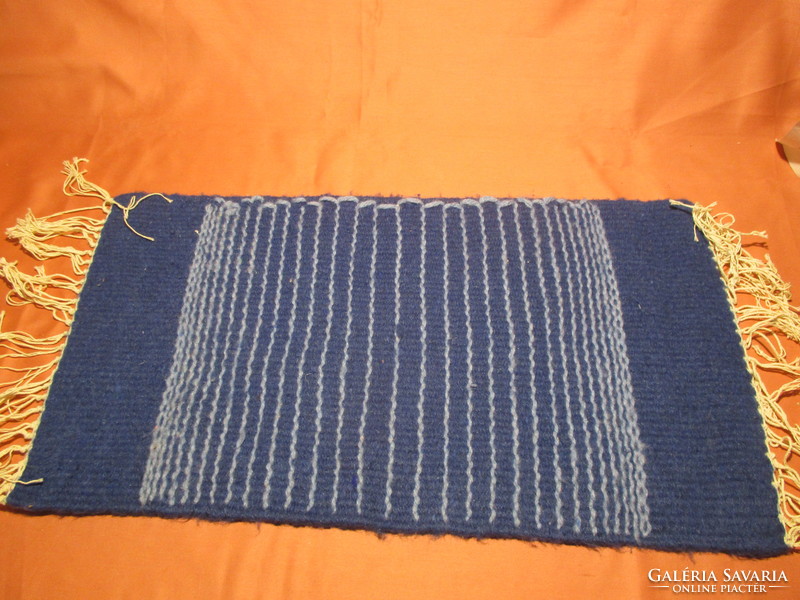 Small wool rug - blue and white