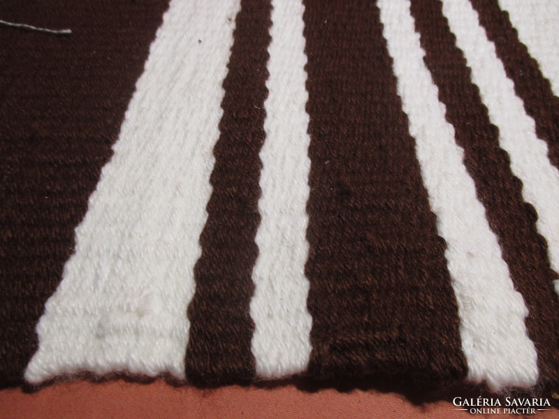 Small wool rug - burgundy and white stripes