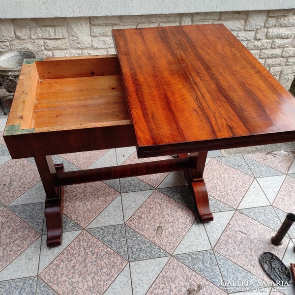Biedermeier, desk game table, card table, 1800s original antique furniture, beautiful veneer