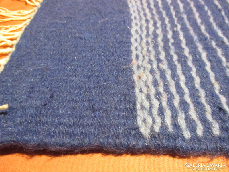 Small wool rug - blue and white
