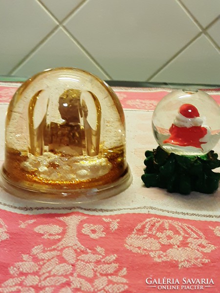 Különleges karácsonyi hógömbök, angyal, Mikulás  - 2 db - tolltartó