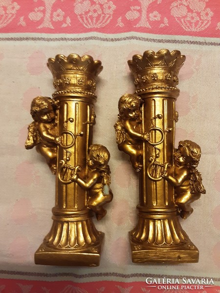 Large Christmas gilded angelic candle holder - 2 pcs