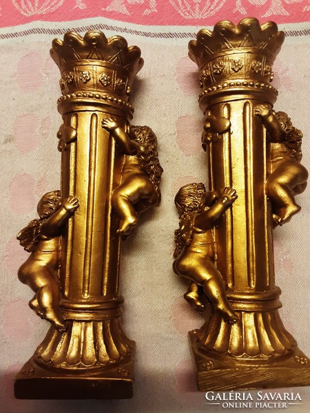 Large Christmas gilded angelic candle holder - 2 pcs