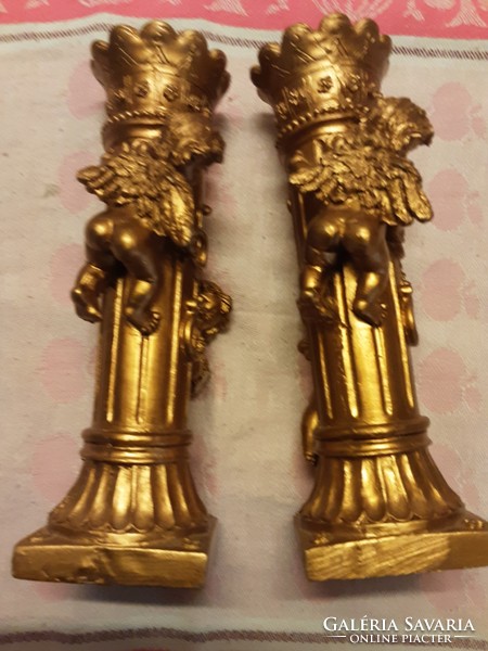 Large Christmas gilded angelic candle holder - 2 pcs