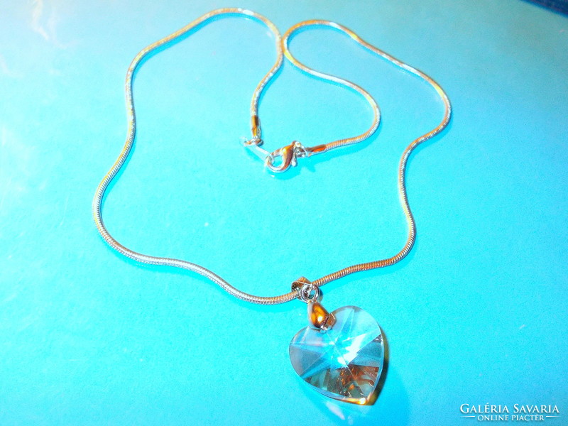 Crystal heart Tibetan silver necklace