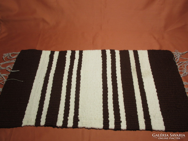 Small wool rug - burgundy and white stripes