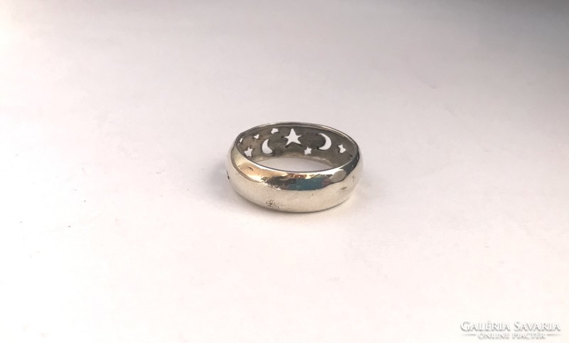 Silver patterned hoop ring