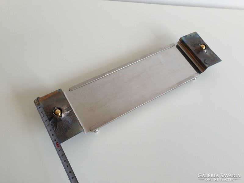 Régi retro jelzett fém tálca Laczák Géza ötvös iparművész tálca 40 cm tál asztalközép fémtálca
