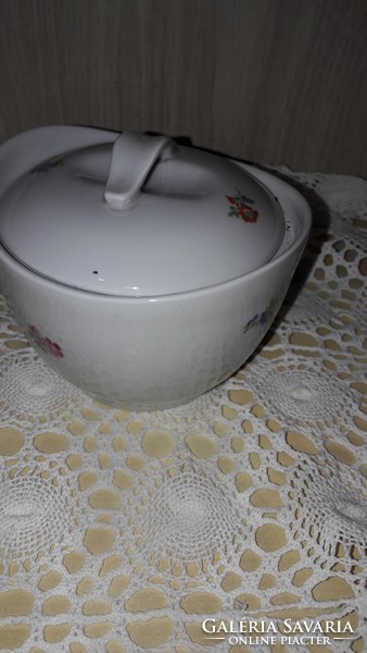 Porcelain sugar bowl with beautiful flower pattern
