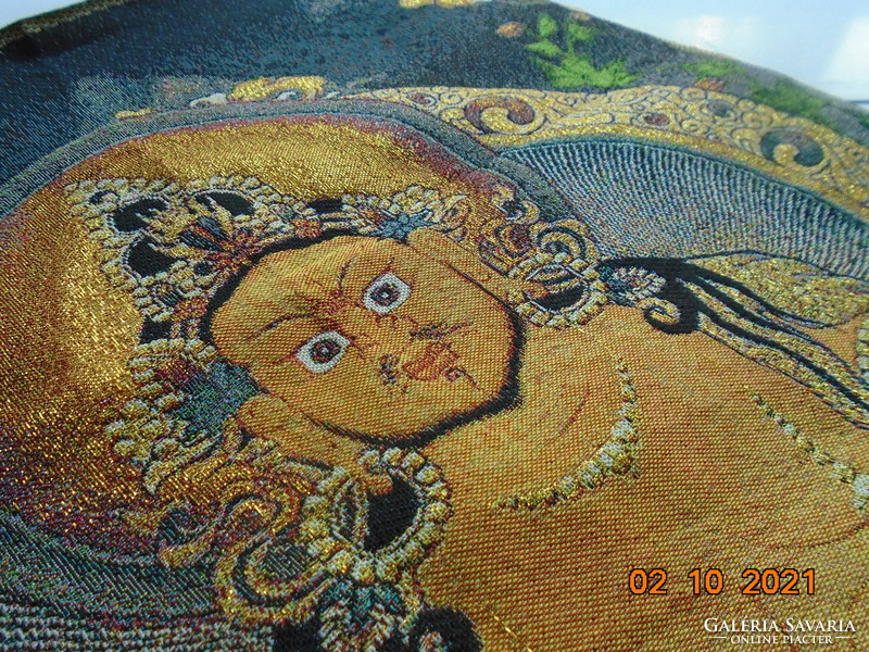 Tibetan silk jewel embroidered with gold thread thangka the yellow-faced jambhala with the deity of wealth