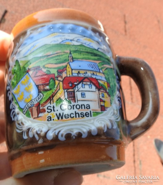 St. Corona a. Wechsel  festett tájképpel és domború életképpel kupa miniatura