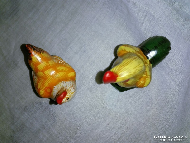 Hand painted ceramic rooster and hen