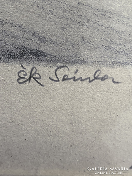 Ék Sándor (1902-1975) „Szabadban” című litográfiája.