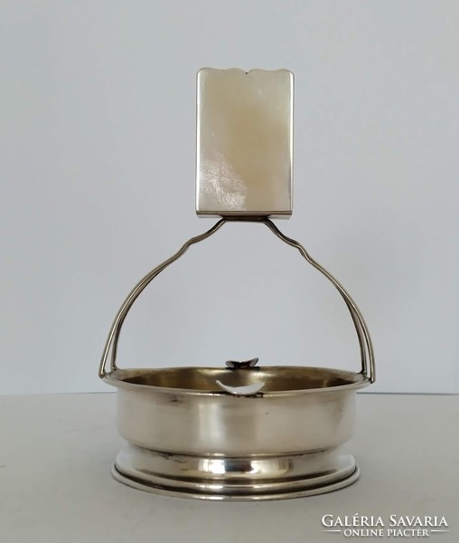 Silver art-deco match holder and ashtray